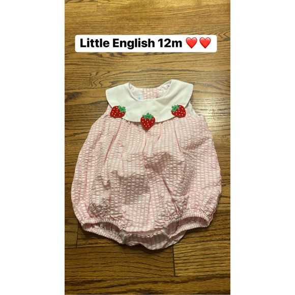 Little English Pink Strawberry Bodysuit - Picture 1 of 4